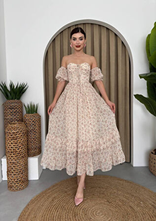 TUA MODA Della Beli Lastikli Elbise