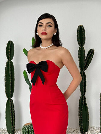 TUA MODA Harvoy Straplez Elbise