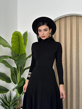 TUA MODA Dina Boğazlı Midi Elbise