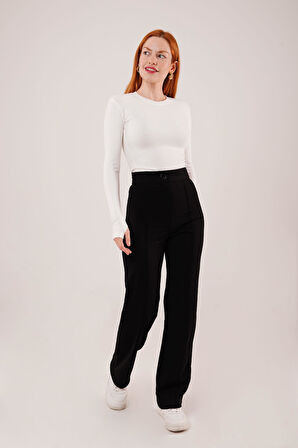 TUA MODA Ön Dikiş Detaylı Tek Düğme Siyah Pantolon