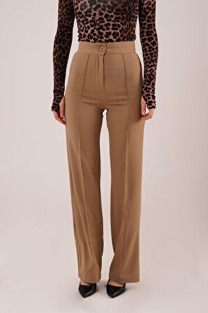 TUA MODA Ön Dikiş Detaylı Tek Düğme Camel Pantolon