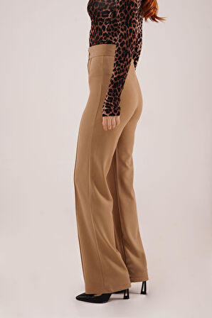 TUA MODA Ön Dikiş Detaylı Tek Düğme Camel Pantolon