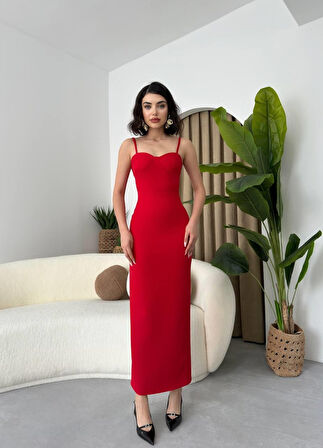 TUA MODA Chatelet Askılı Kalem Elbise