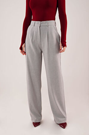 TUA MODA Premium Model Oturtmalı Gri Pantolon