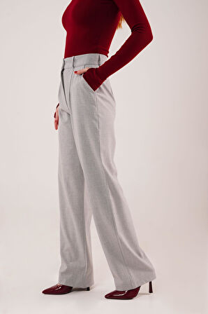 TUA MODA Premium Model Oturtmalı Gri Pantolon