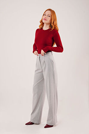 TUA MODA Premium Model Oturtmalı Gri Pantolon
