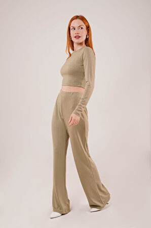 TUA MODA Fitilli Bluz Ve Pantolon Yeşil İkili Takım