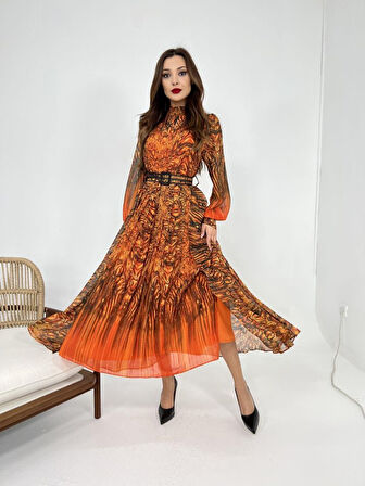 TUA MODA 6451 ELBİSE-TURUNCU