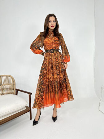 TUA MODA 6451 ELBİSE-TURUNCU