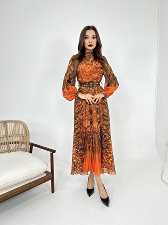 TUA MODA 6451 ELBİSE-TURUNCU
