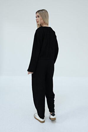 TUA MODA Önden Bağlamalı Takım - Siyah