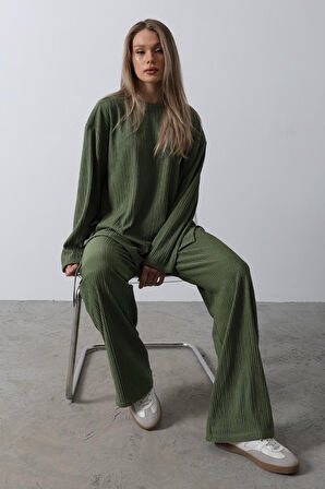 TUA MODA Biye Detaylı Takım - Haki