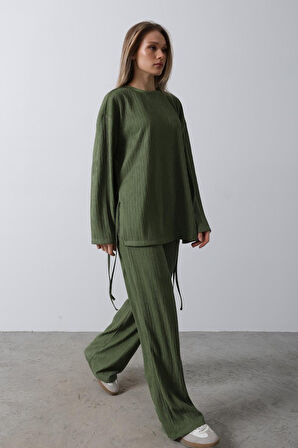 TUA MODA Biye Detaylı Takım - Haki