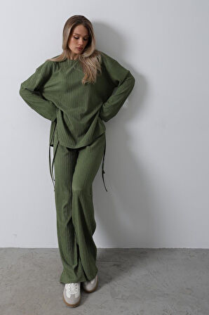 TUA MODA Biye Detaylı Takım - Haki