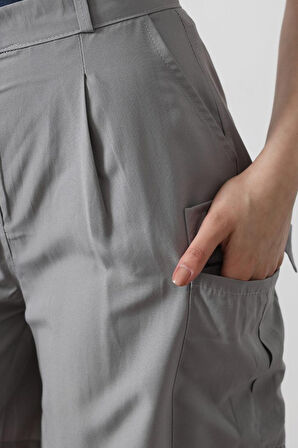 TUA MODA Cargo Cepli Şort - Gri