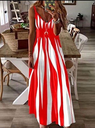 TUA MODA Kadın Suprem Kumaş Dijital Baskılı Elbise