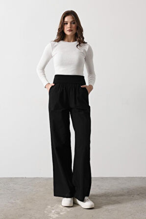 TUA MODA Katlanabilir Bel Pantolon - Siyah