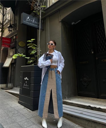 TUA MODA KOT ETEK PARÇALI UZUN ÖNDEN YIRTMAÇLI - Bej