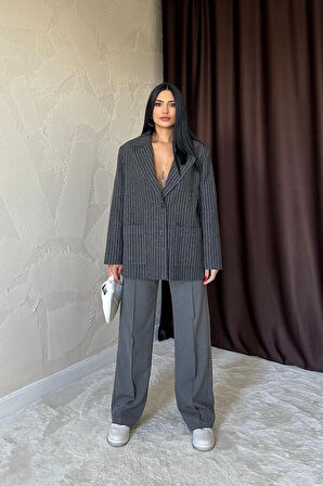 TUA MODA Antrasit Bel Büzgülü Pantolon