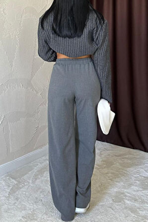 TUA MODA Antrasit Bel Büzgülü Pantolon