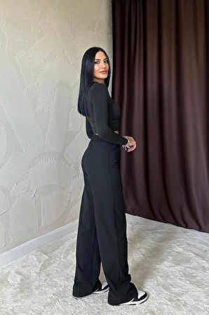 TUA MODA Siyah Bel Büzgülü Pantolon