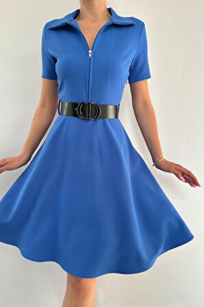 TUA MODA Saks Kemerli Spor Elbise