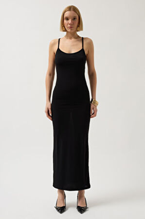 TUA MODA İnce Askılı Maxi Elbise