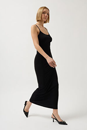 TUA MODA İnce Askılı Maxi Elbise