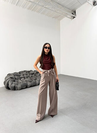 TUA MODA Sante Çi̇zgi̇li̇ Bel Kuşakli Palazzo Pantolon