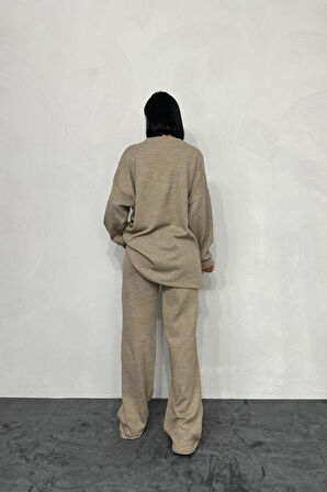 TUA MODA Bej Salaş Bluz Ve Pantolon Takım