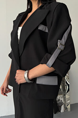TUA MODA CROP CEKET - ETEK TAKIM - Siyah