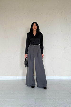 TUA MODA Füme Pileli Comfort Pantolon