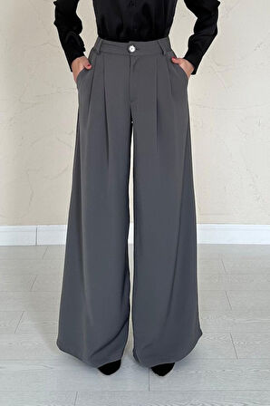 TUA MODA Füme Pileli Comfort Pantolon