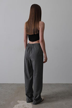 TUA MODA Beli Yarım Lastikli Palazzo Pantolon - Antrasit