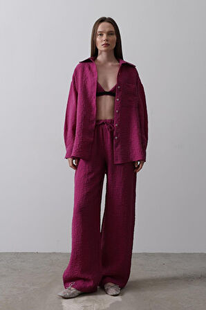 TUA MODA Jakarlı 3lü Takım - Mor