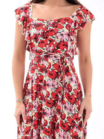 TUA MODA 5370 ELBİSE-KIRMIZI