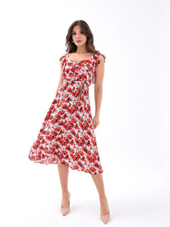 TUA MODA 5370 ELBİSE-KIRMIZI