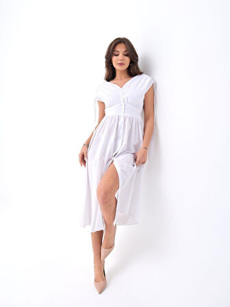 TUA MODA 5486 ELBİSE-BEYAZ