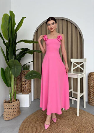 TUA MODA Matilda Gül İp Askılı Elbise