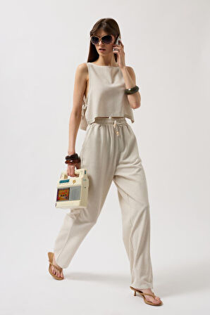 TUA MODA Yandan Bağlamalı Crop Bluz