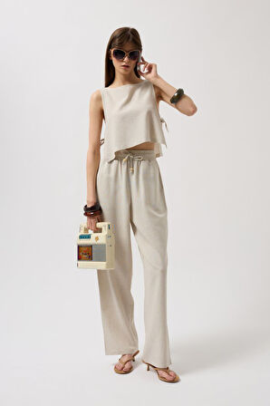 TUA MODA Yandan Bağlamalı Crop Bluz