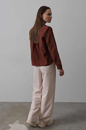 TUA MODA Kemerli Palazzo Pantolon - Pudra