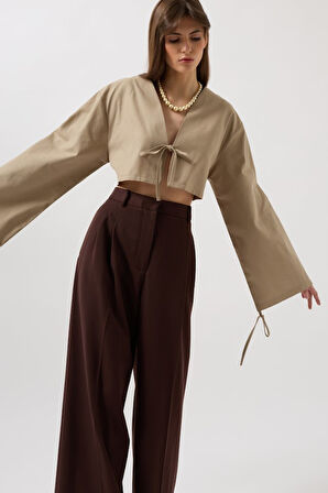 TUA MODA Bağlama Detay Uzun Kol Bluz