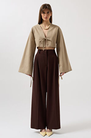 TUA MODA Bağlama Detay Uzun Kol Bluz