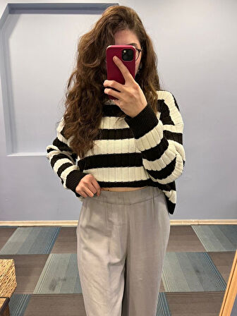 TUA MODA Keten Bel Lasti̇kli̇ Yirtmaç Detayli Pantolon