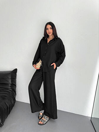 TUA MODA Gömlek Pantolon Ikili Takım - Siyah