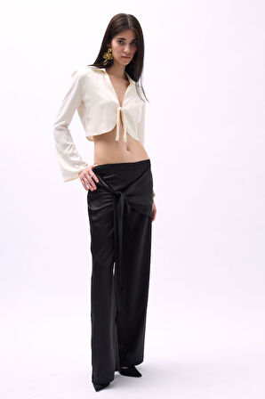 TUA MODA Önden Bağlamalı Saten Pantolon