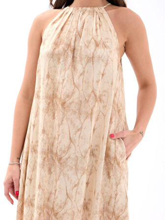 TUA MODA 7438 ELBİSE-BEJ