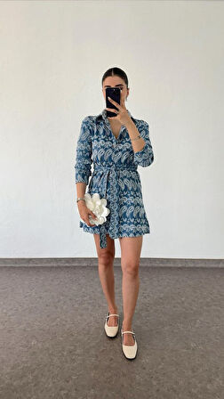 TUA MODA 6037 ELBİSE-MAVİ