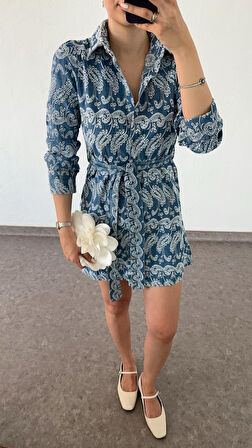 TUA MODA 6037 ELBİSE-MAVİ